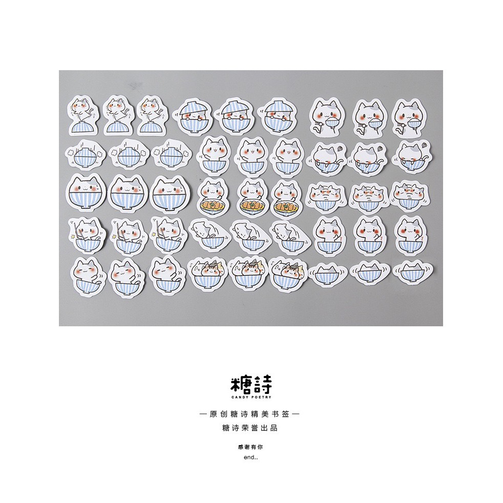 Bộ sticker/ Hình dán Mèo Dễ Thương (45 Hình)