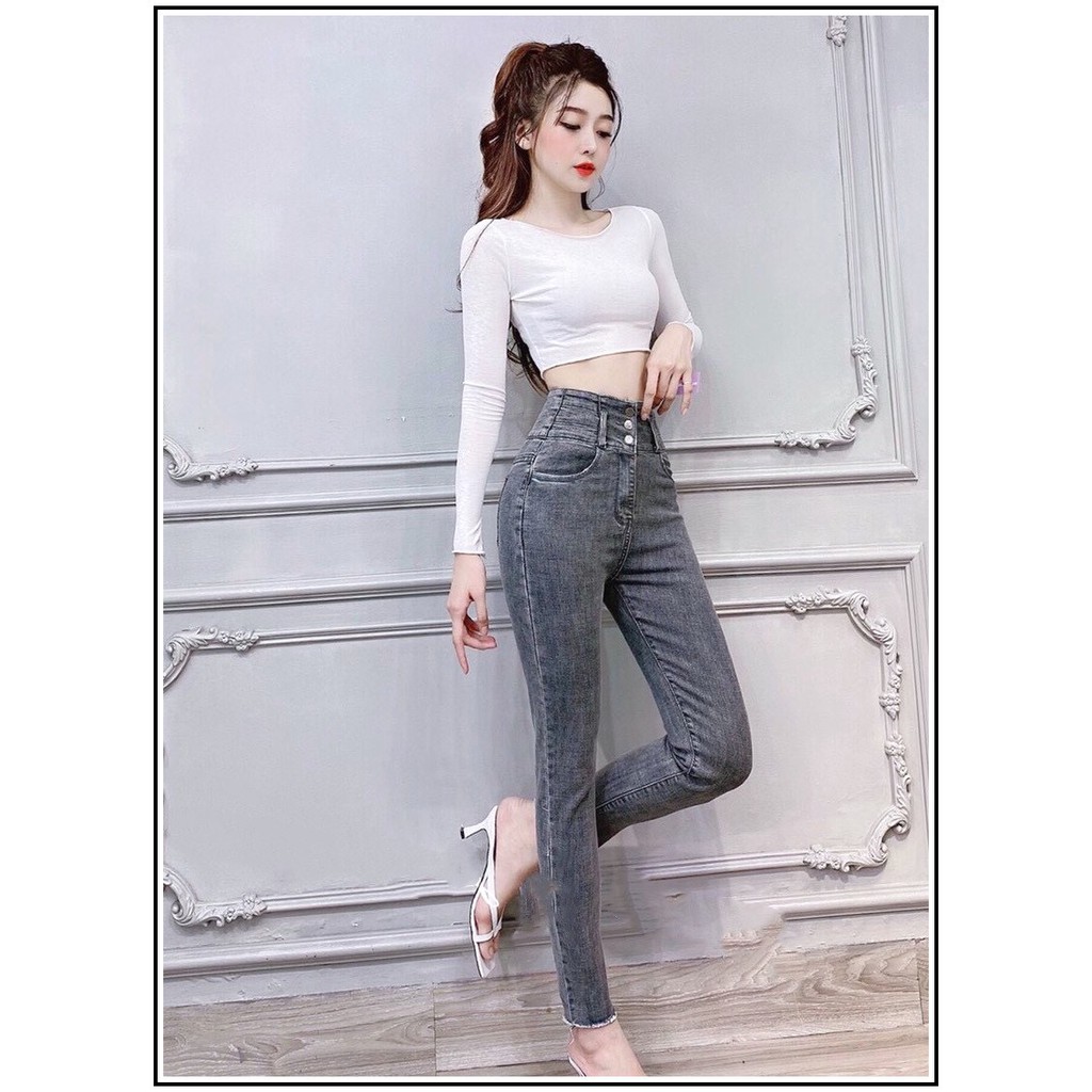Quần jean nữ lưng siêu cao 3 CÚC Siêu Đẹp bảng size 26-34 chất jean giãn tốt 3h0-217