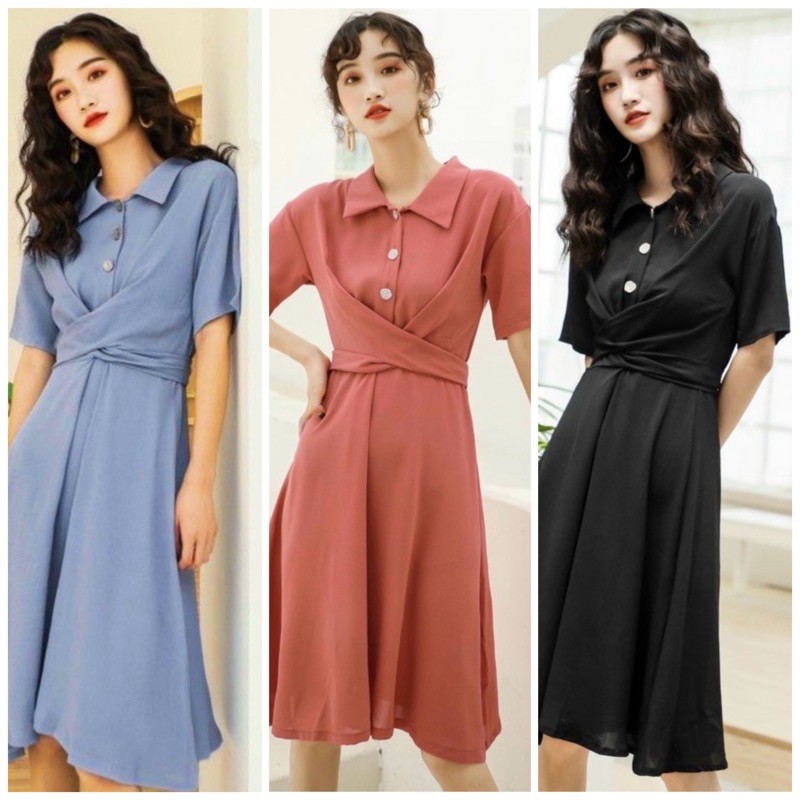 [HCM]Đầm sm chéo dây 3 màu