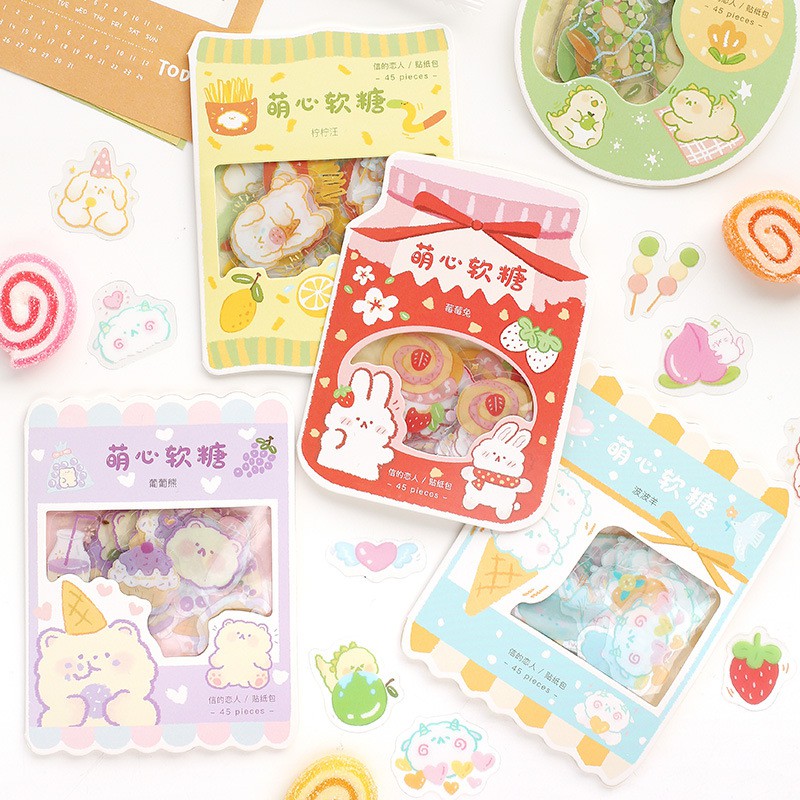 Bộ sticker/ Hình dán Họa Tiết Dễ Thương (45 Hình)