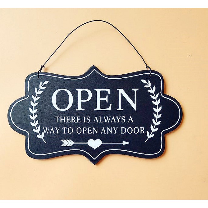 Bảng CLOSE OPEN hoa văn hai mặt