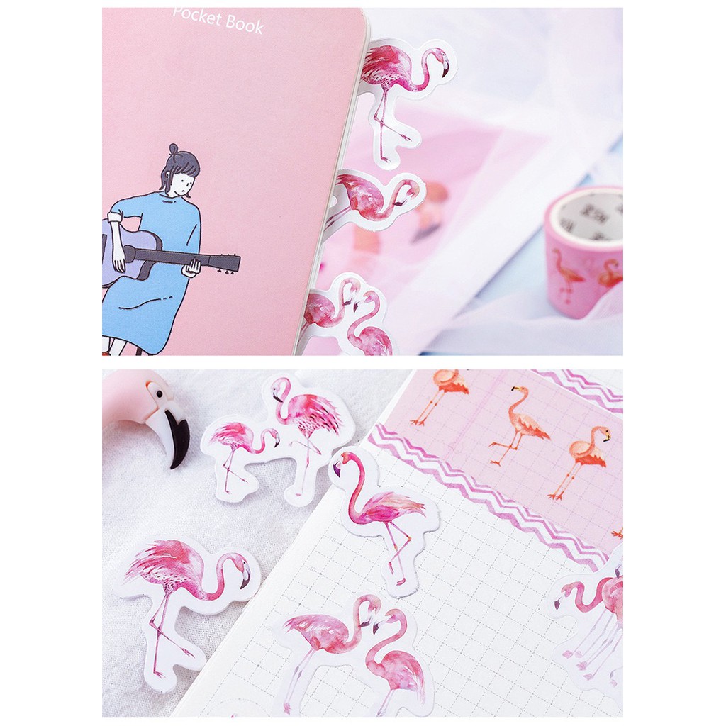 Bộ sticker/ Hình dán Kiểu Dáng Chim Hồng Hạc (46 Hình)