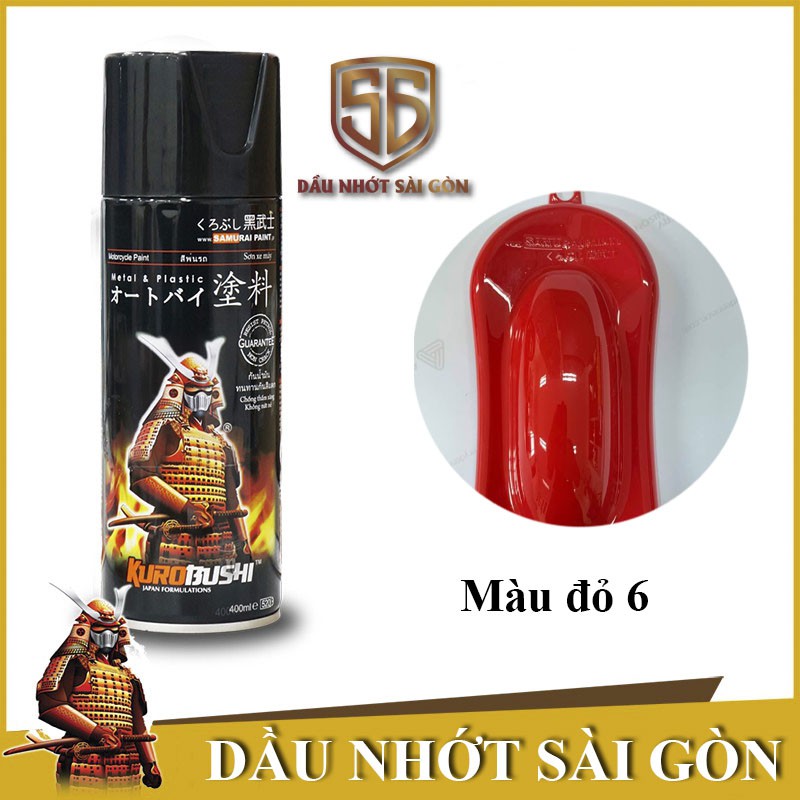 SAMURAI 6 - Chai Sơn Xịt Xe Máy Samurai Màu Đỏ 33/6