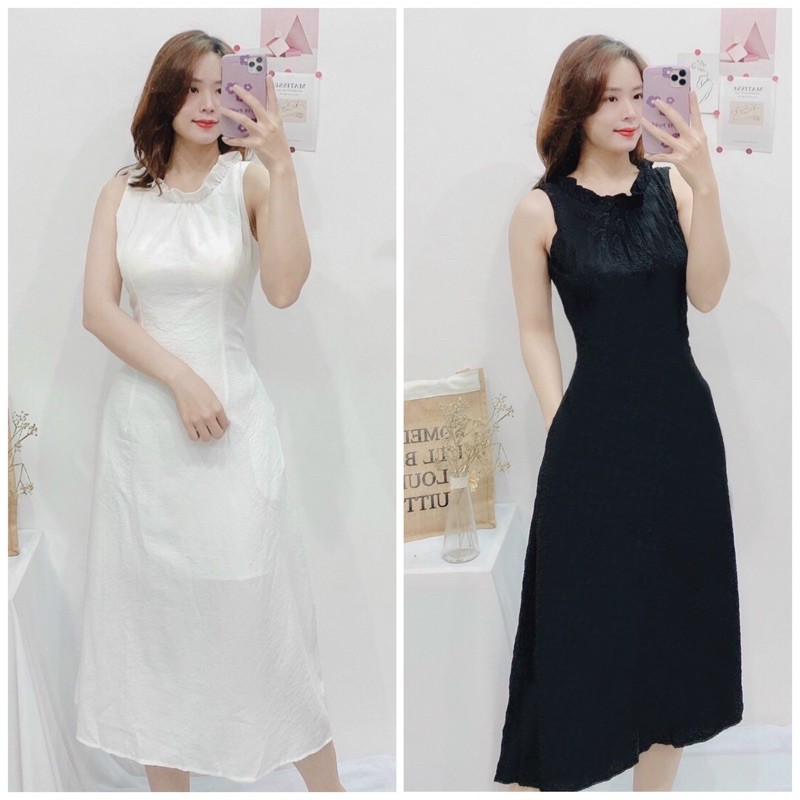 [HCM]Đầm cổ tròn bèo sát nách 2 màu