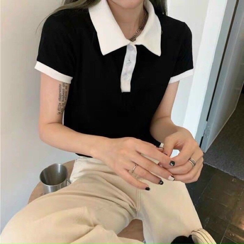 áo croptop cổ bẻ phối cổ ENTYTY - CN12