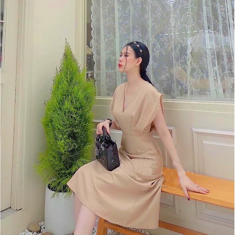 [HCM]Đầm kem cánh dơi v2 (kèm hình thật)