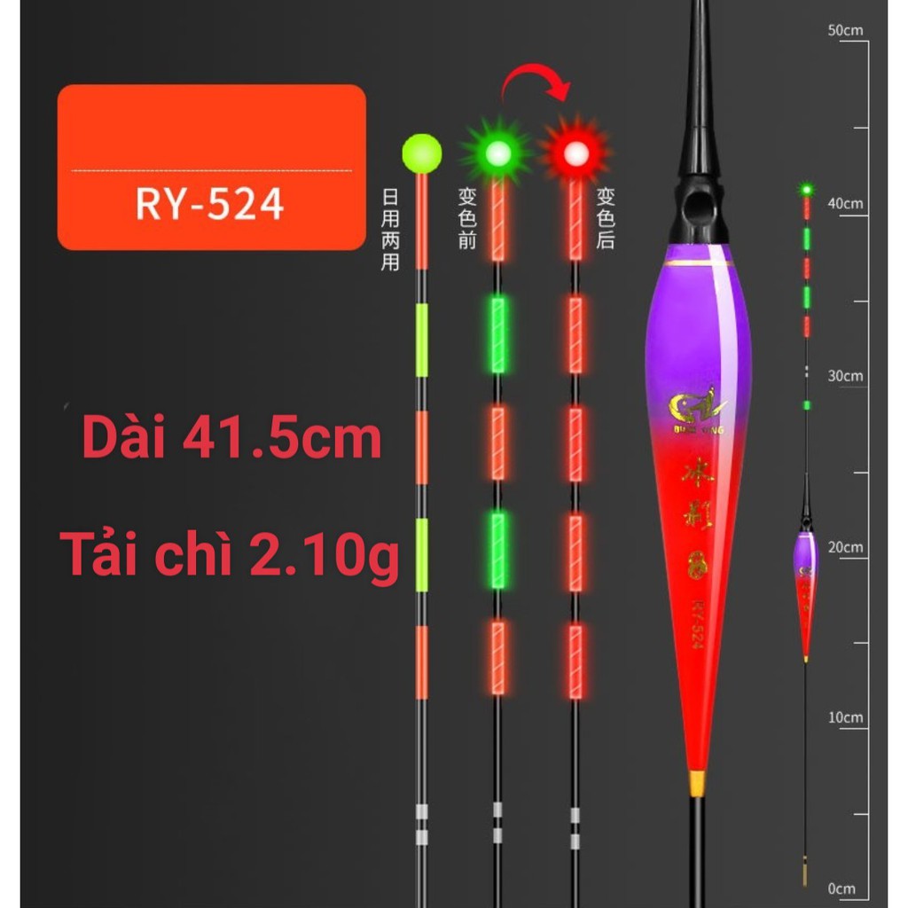 Phao Câu Đài Thông Minh Đổi Màu Cánh Buồm nano câu đêm cảm ứng đổi màu Cao Cấp