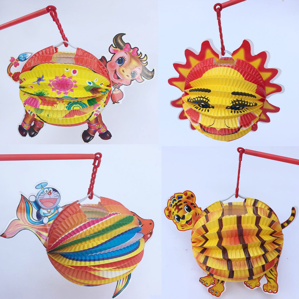 Set 4 lồng đèn giấy cỡ bé (đường kính mép ngoài 15cm)