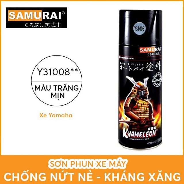 [HCM]Samurai Y31008 _ Sơn xit xe máy màu trắng mịn - Silky White