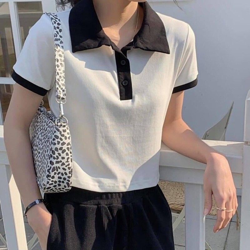 áo croptop cổ bẻ phối cổ ENTYTY - CN12