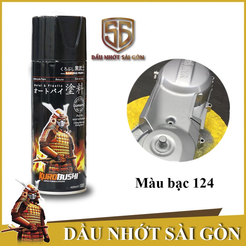 Samurai 124 - Chai sơn xịt sơn xe máy Samurai 3/124 màu bạc _ Silver