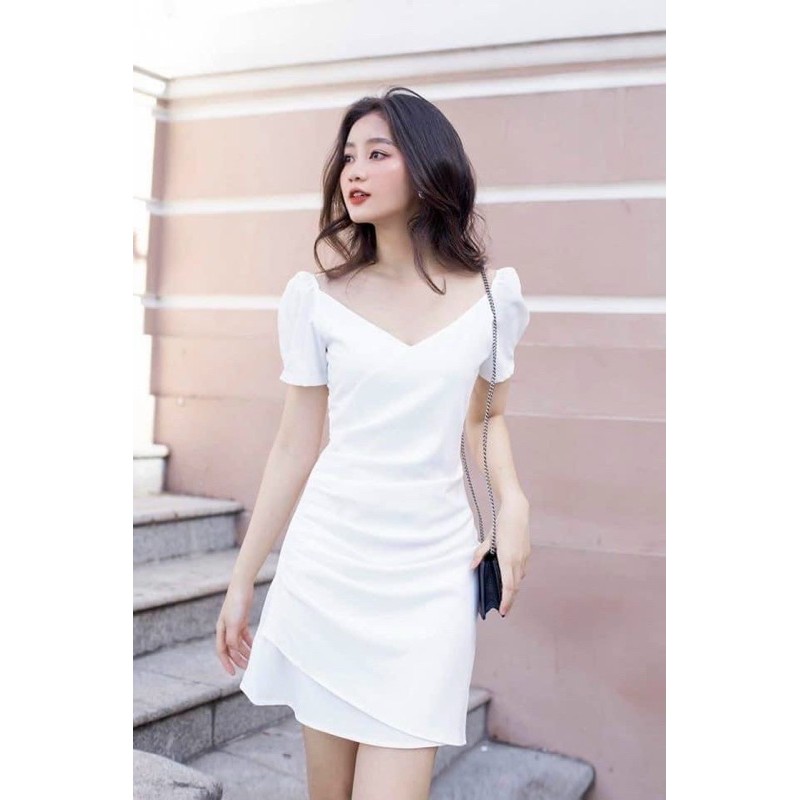 [HCM]Đầm cổ V nhúng eo 2 màu