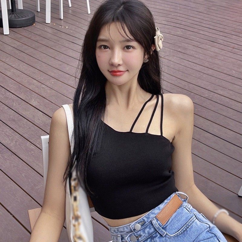 Áo 3 dây chéo thân dáng croptop thun gân - A23D