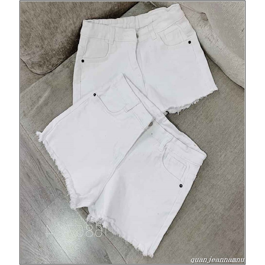 Quần short jean nữ trắng trơn tua lai thời trang ttt2