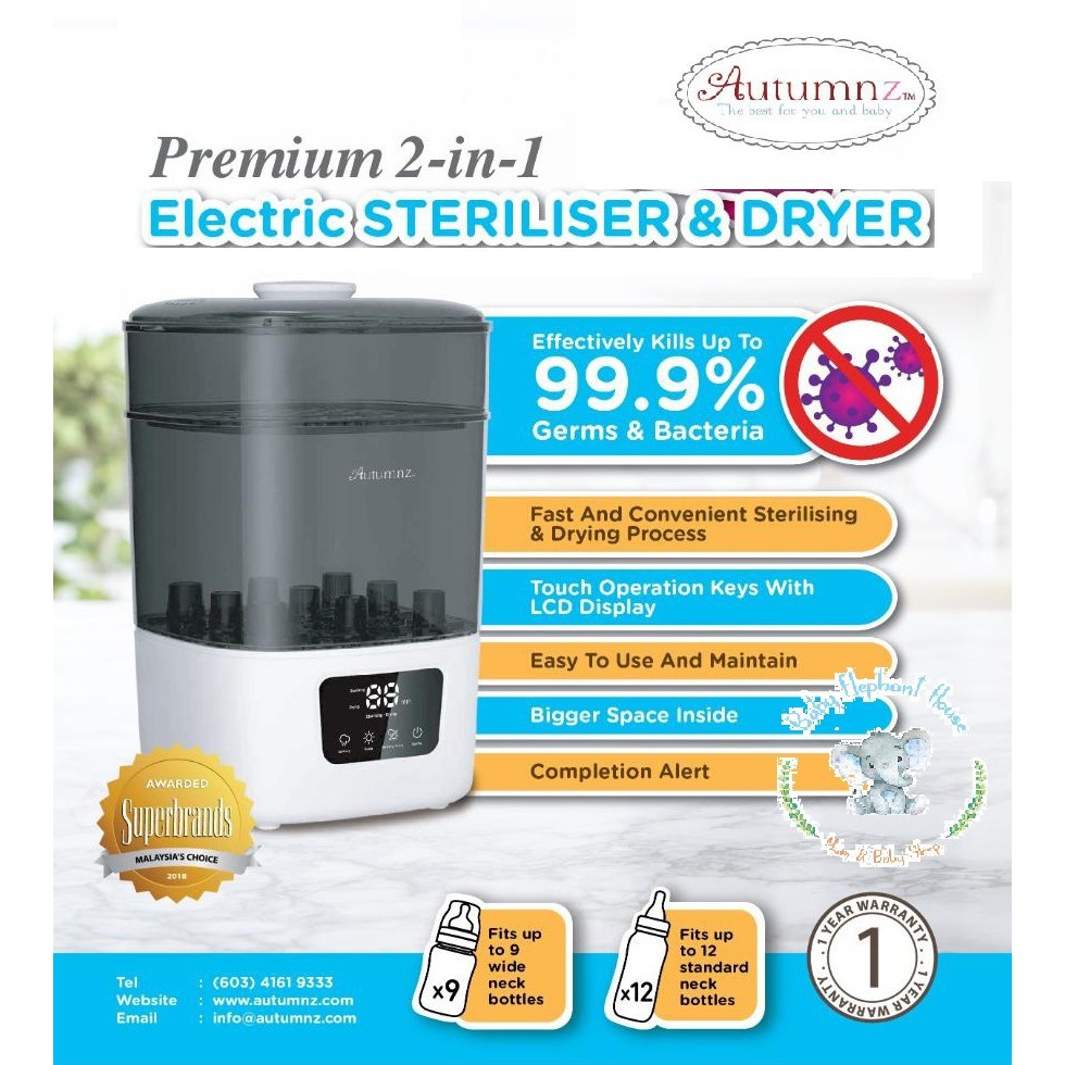 Autumnz In Electric Sterilizer And Food Steamer with Warmer