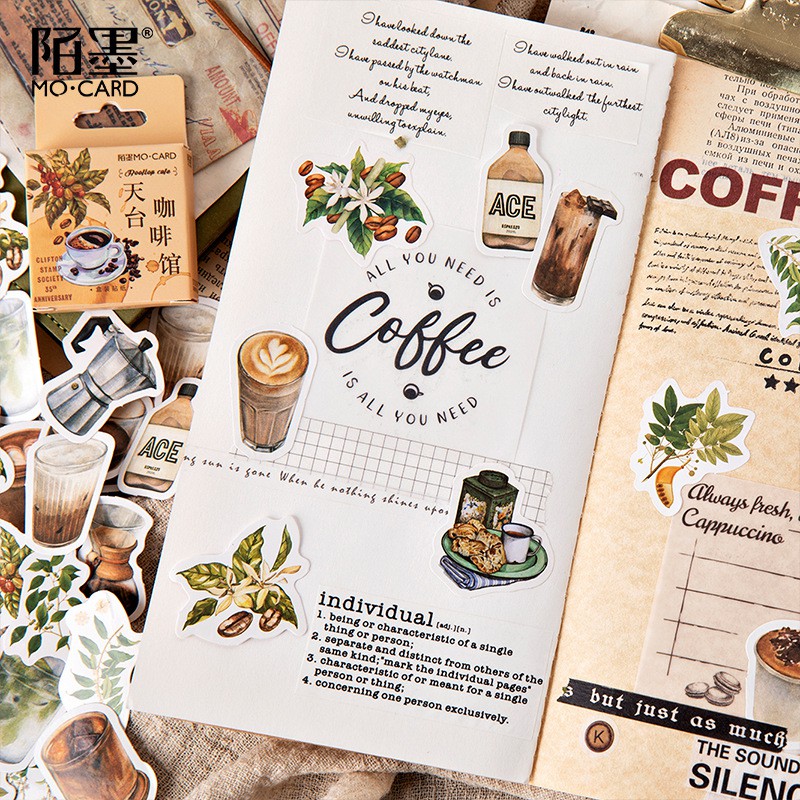 Bộ sticker/ Hình dán Các Loại Coffee (46 Hình)