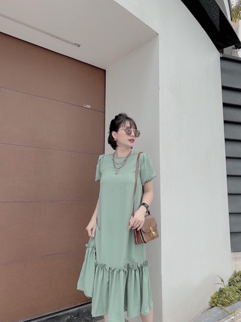 [HCM][Mã FATHANG5 giảm 10K đơn 50K] Đầm mint đuôi cá viền bèo (kèm hình thật)