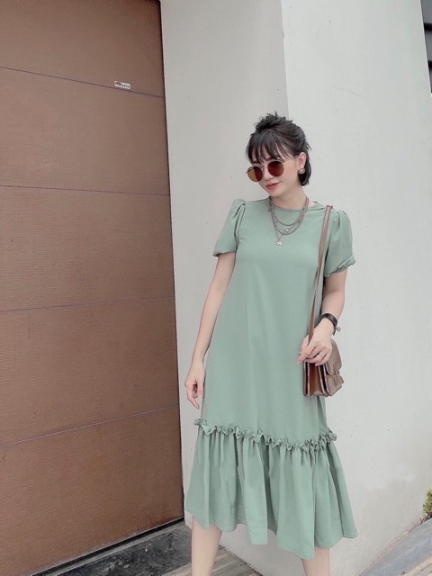 [HCM][Mã FATHANG5 giảm 10K đơn 50K] Đầm mint đuôi cá viền bèo (kèm hình thật)
