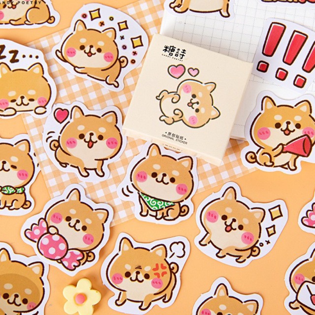 Bộ sticker/ Hình dán Chú Cún Shiba