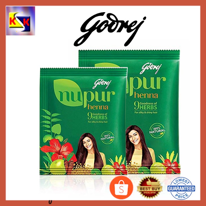 Godrej Nupur Henna Natural Mehndi for Hair Color with Goodness of 9 Herbs  120g and 400g (100% Pure Original) | Lazada
