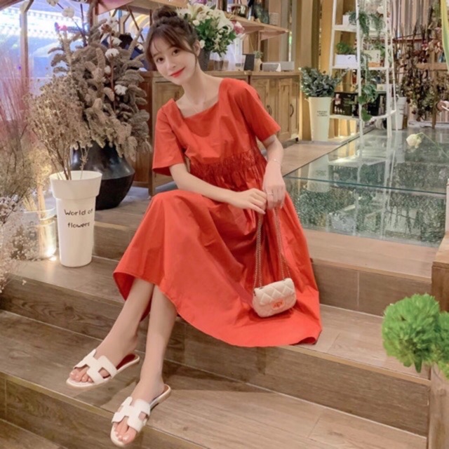 [HCM][Mã FATHANG5 giảm 10K đơn 50K] Đầm suông mint nơ sau
