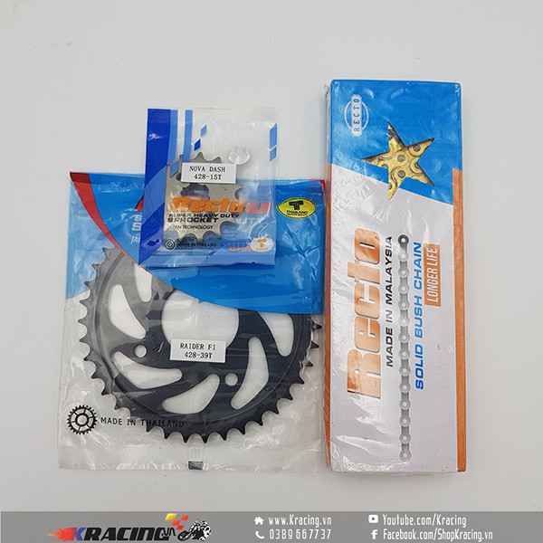 Nhông - sên - dĩa chính hãng recto cho raider fi satria f150