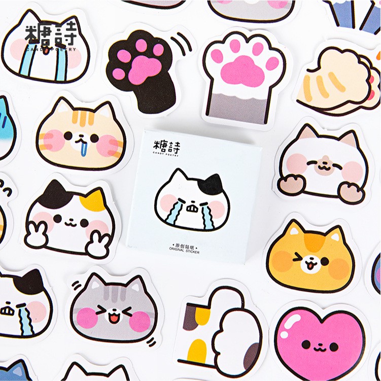Bộ sticker/ Hình dán Họa Tiết Mèo Cute (45 Hình) | Lazada.vn