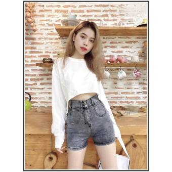 Quần SHORT jean nữ siêu hot HAI CÚC HAI TÚI BẦU MÀU XÁM chất giãn tốt -LPELA-7