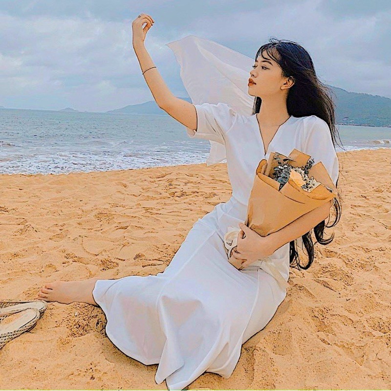 [HCM]Đầm trắng đuôi cá form dài (kèm hình thật)