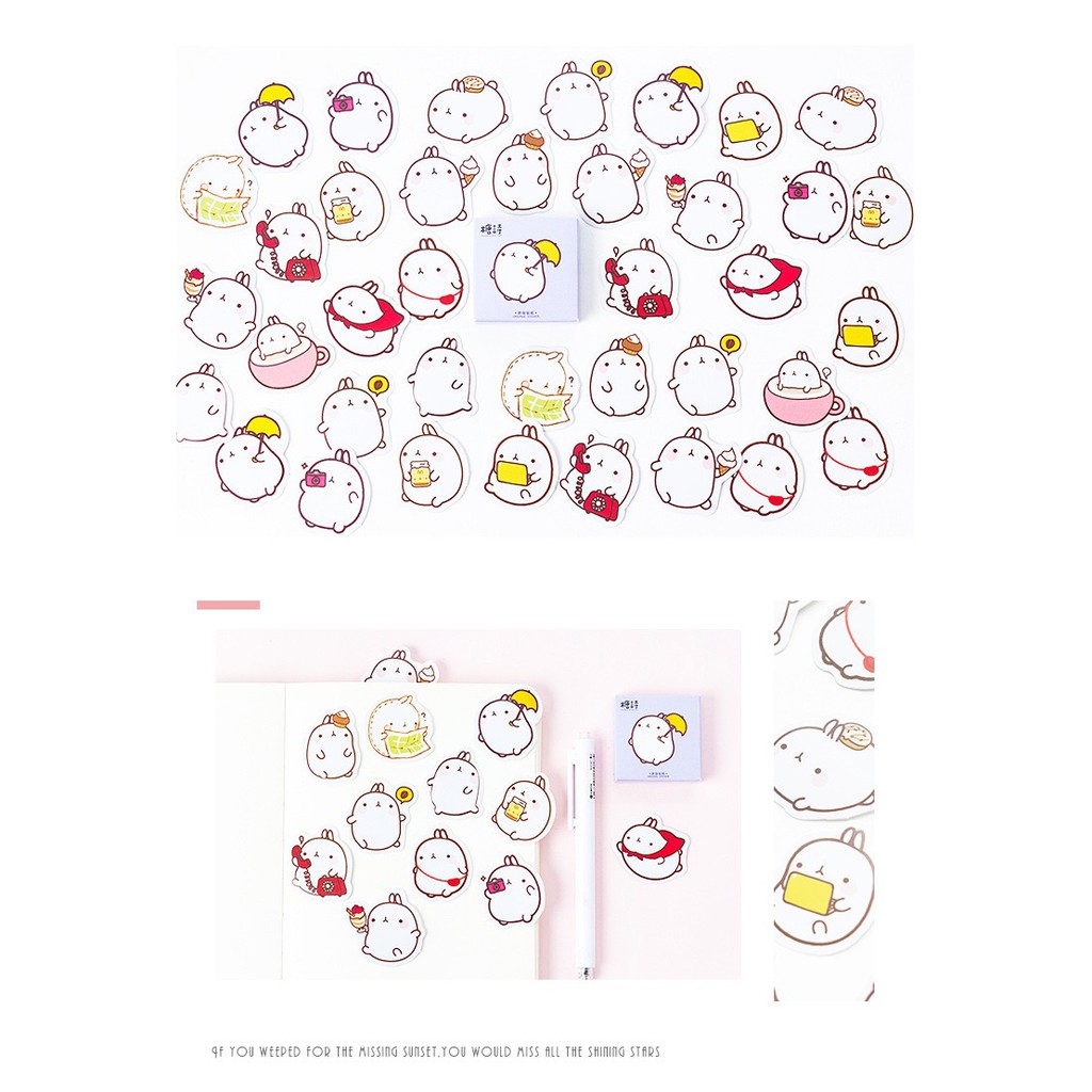 Bộ sticker/ Hình dán Hình Thỏ Xinh Xắn (45 Hình)