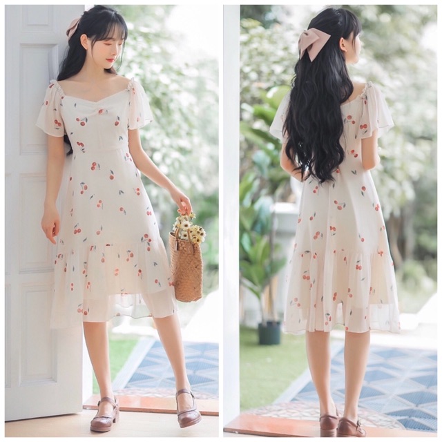 Đầm cherry đỏ đuôi cá (kèm hình thật)