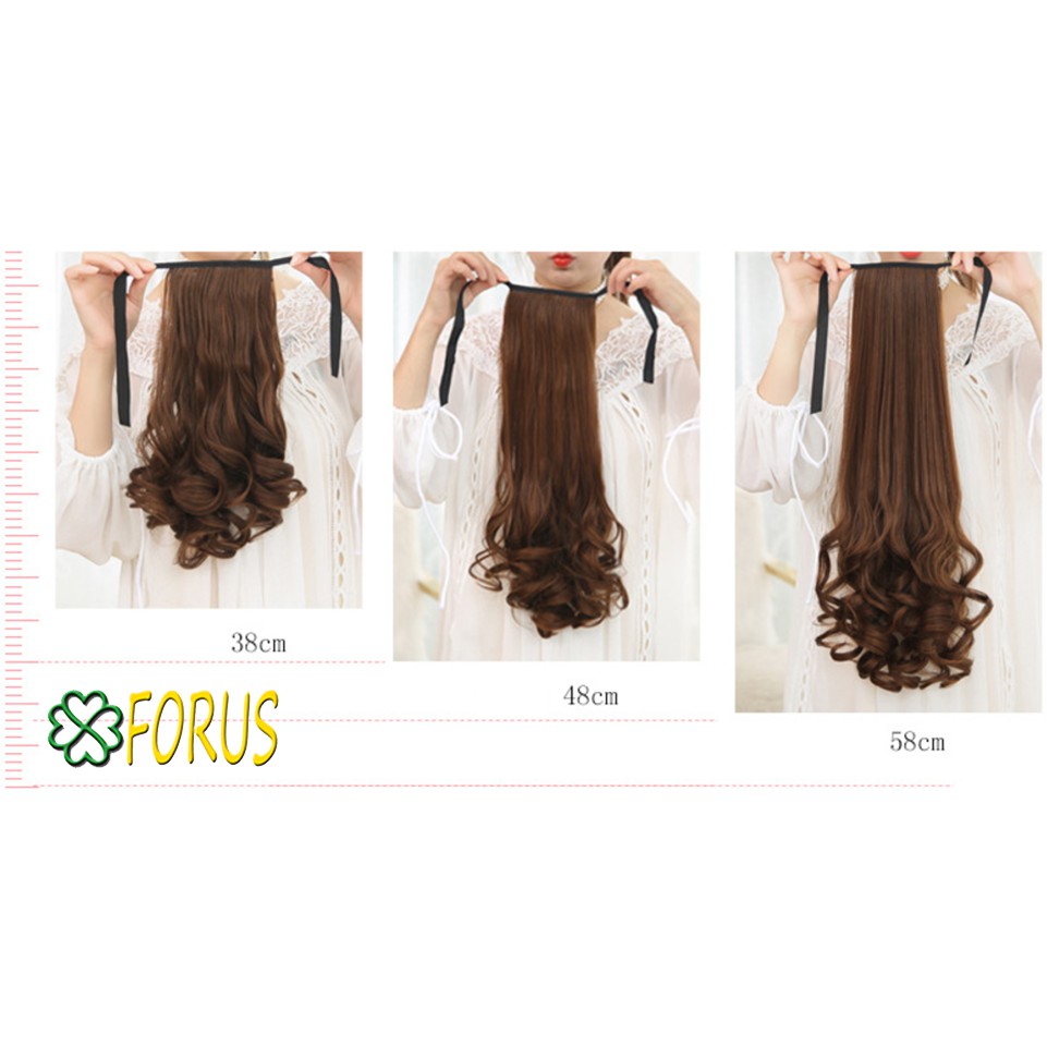 Tóc giả cột đuôi xoăn 58cm