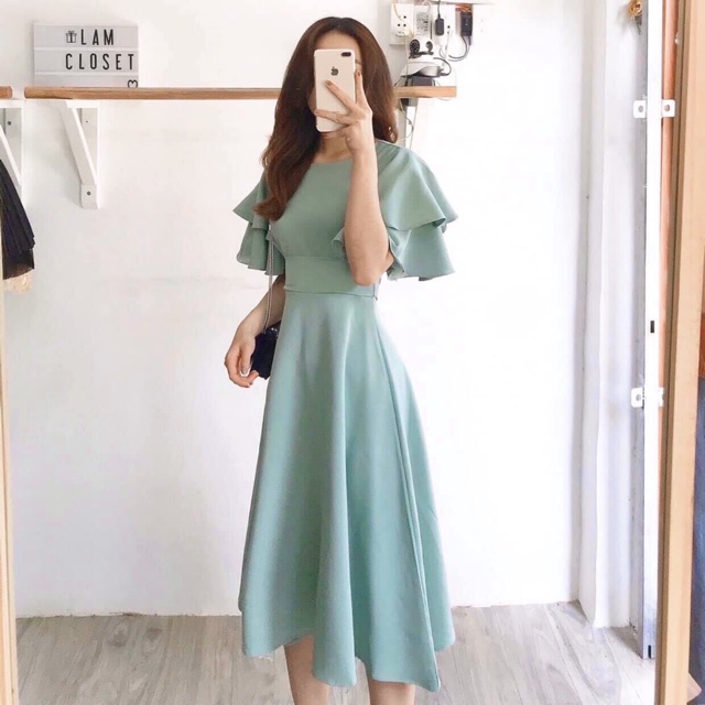 [HCM]Đầm bo eo tay bèo 4 màu (kèm hình thật)