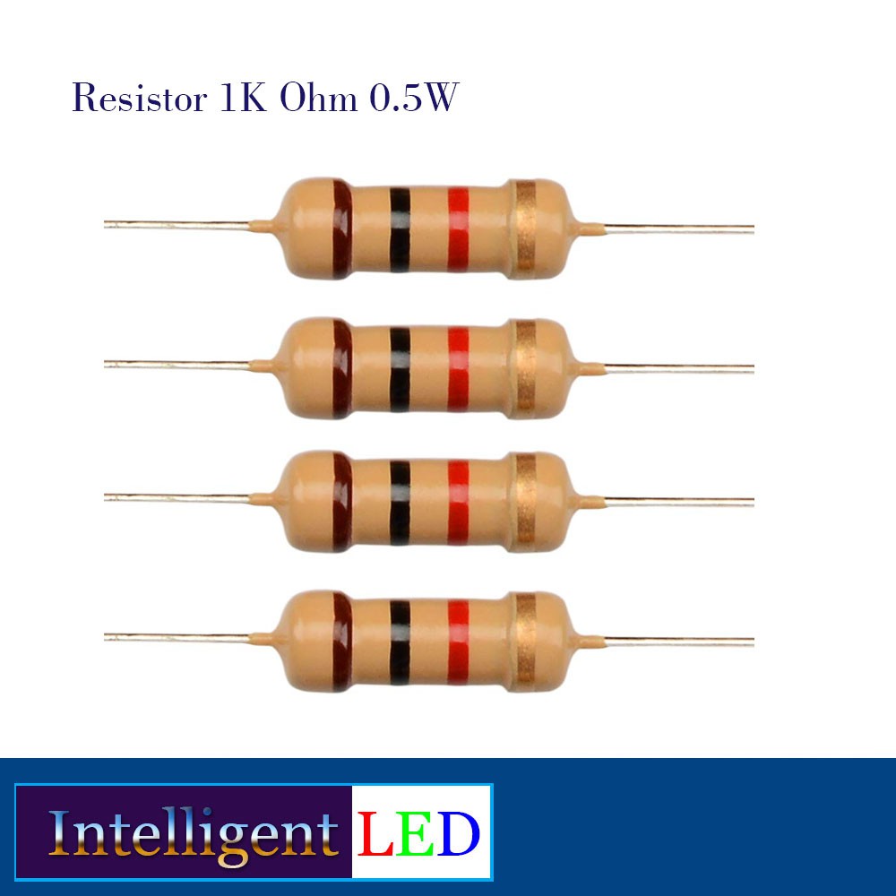 100 Résistances 1K Ohm 1/2W - Film Métallique, Tolérance 1%, 5 Bandes Couleur - Pour Projets électroniques DIY