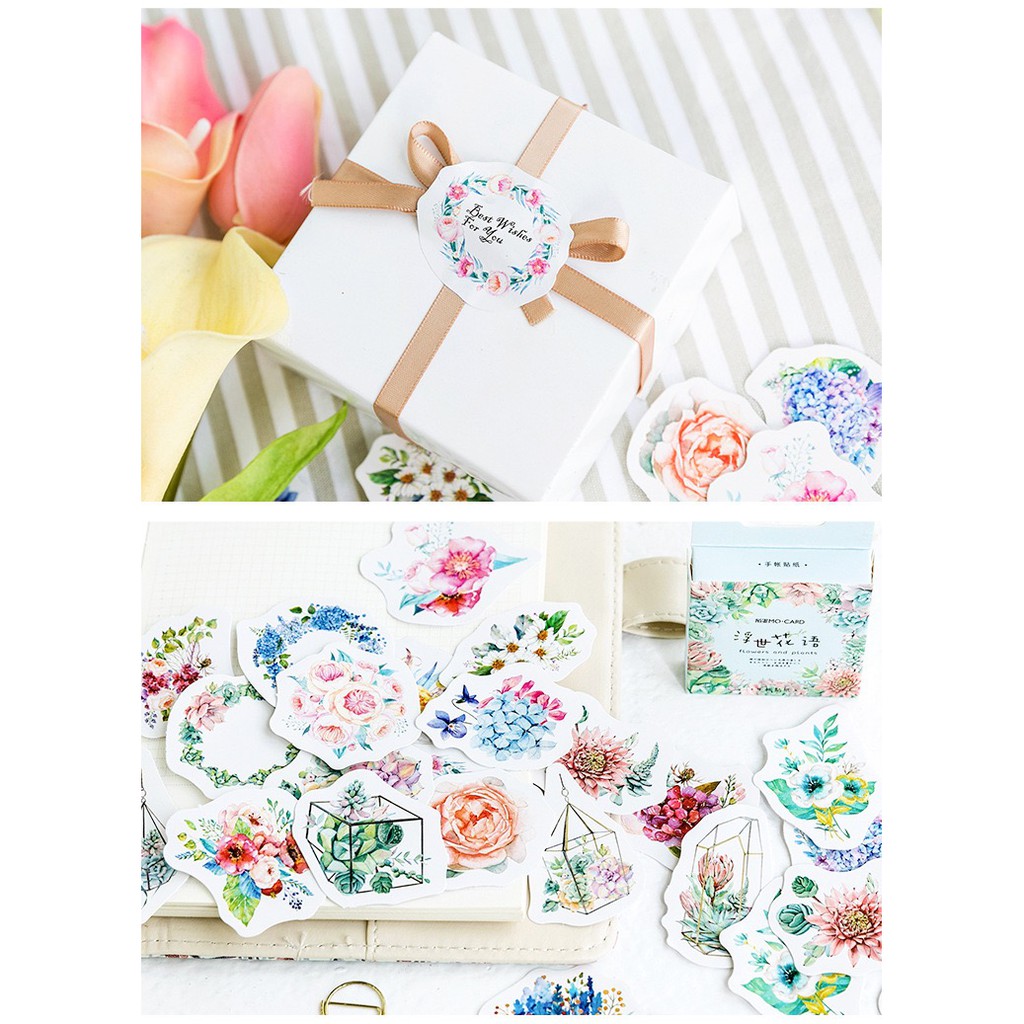 Bộ sticker/ Hình dán Họa Tiết Hoa Độc Đáo (46 Hình)