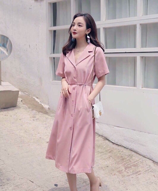 [HCM]Đầm SM HỒNG 2 túi - form to (kèm hình thật)