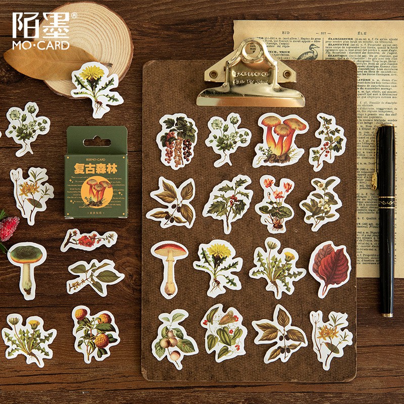 Bộ sticker/ Hình dán Hình Cỏ & Nấm Siêu Xinh (46 Hình)