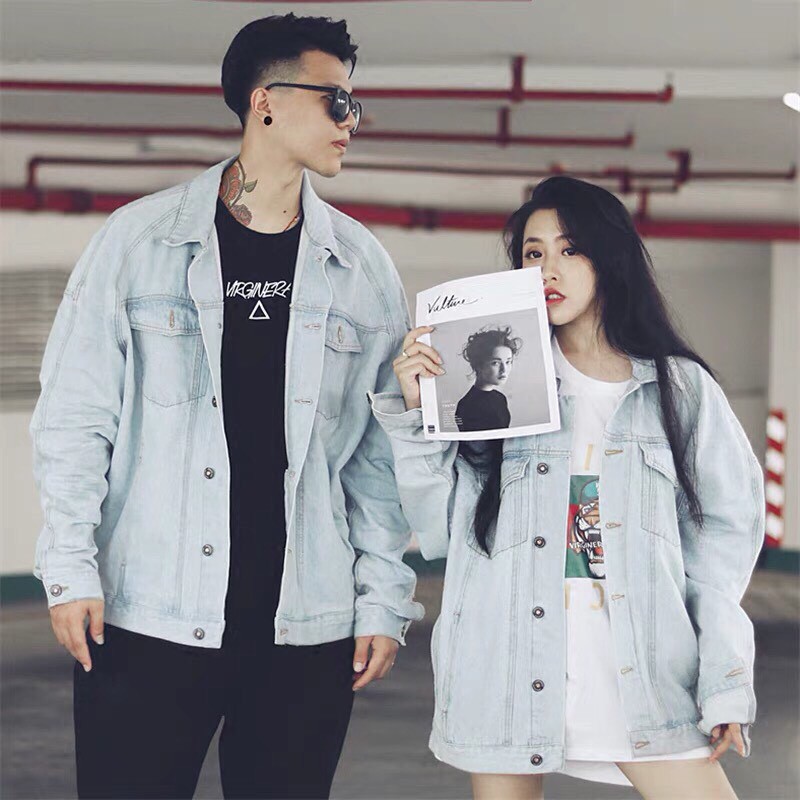 Áo Khoác Jean Nam Xanh Nhạt Trơn