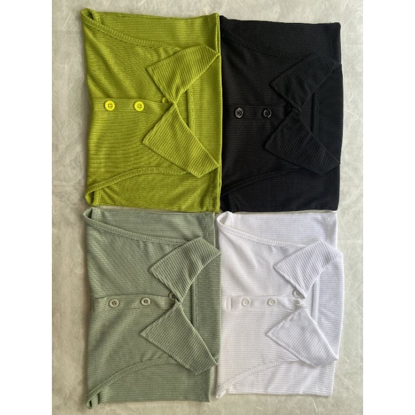 Áo croptop ba lỗ cổ bẻ cúc thật a3 - Khoét lưng