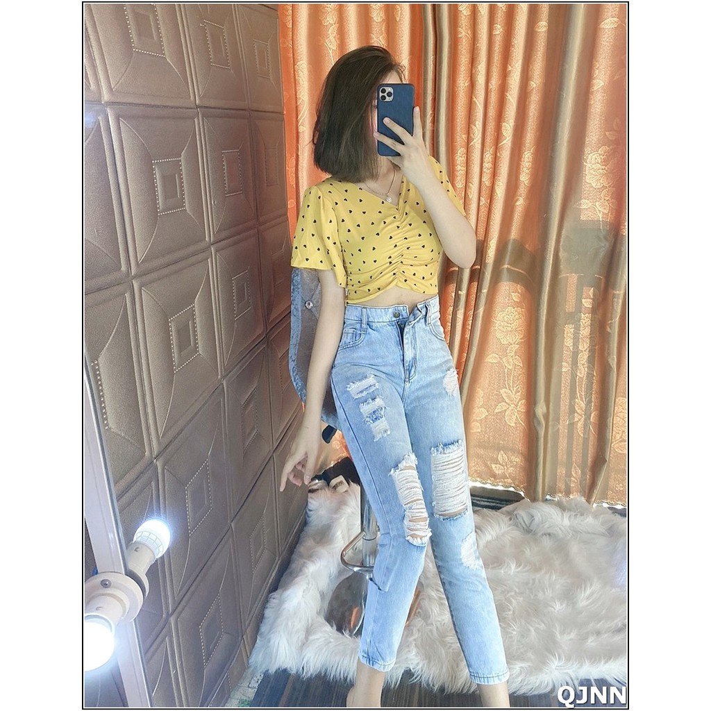 Quần jean nữ baggy rách 3028 b2-2