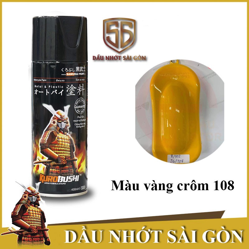 SAMURAI 108 - CHAI SƠN XỊT XE MÁY MÀU VÀNG CROM 36/108