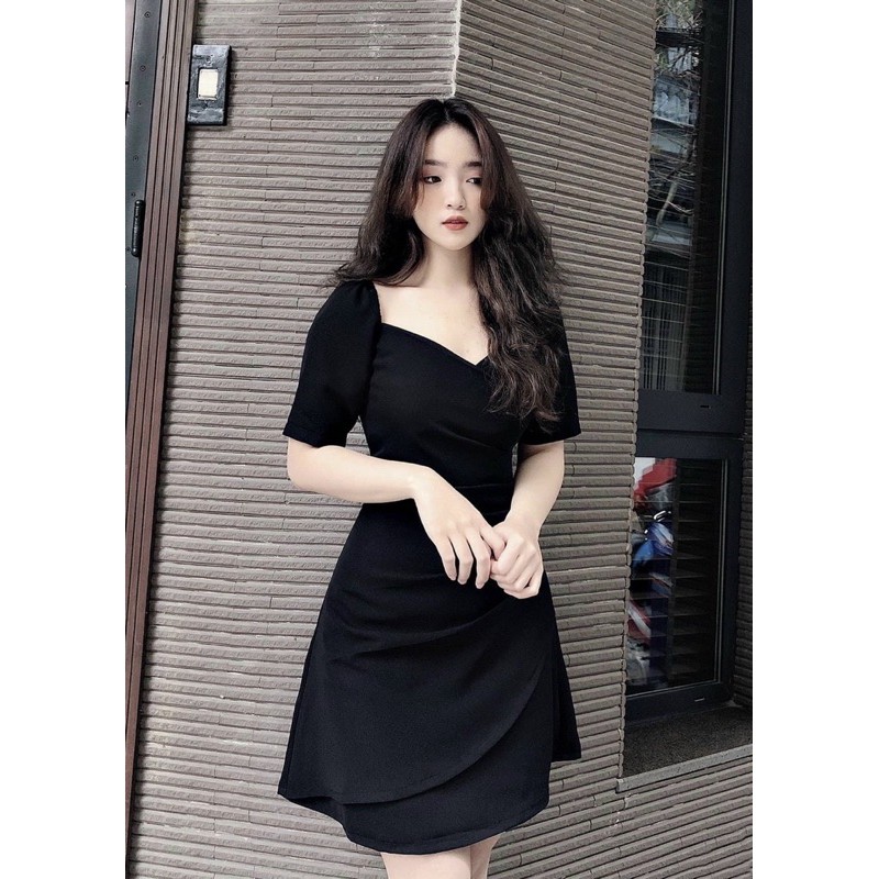 [HCM]Đầm cổ V xếp li eo 3 màu