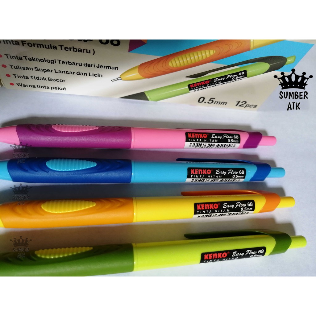 Pulpen / Pena Kenko Easy Flow 68 Black/ Ballpoint Hitam Original Kenko ...