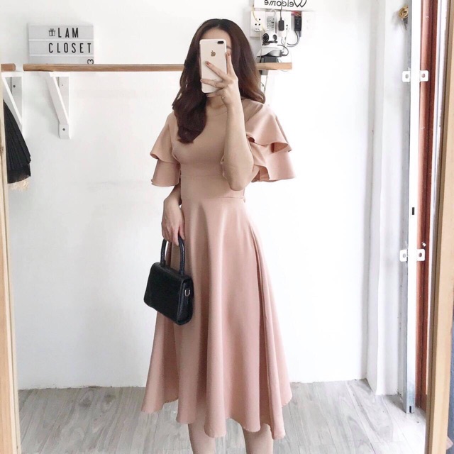 [HCM]Đầm bo eo tay bèo 4 màu (kèm hình thật)