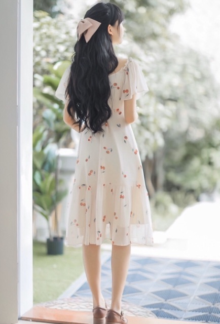 Đầm cherry đỏ đuôi cá (kèm hình thật)