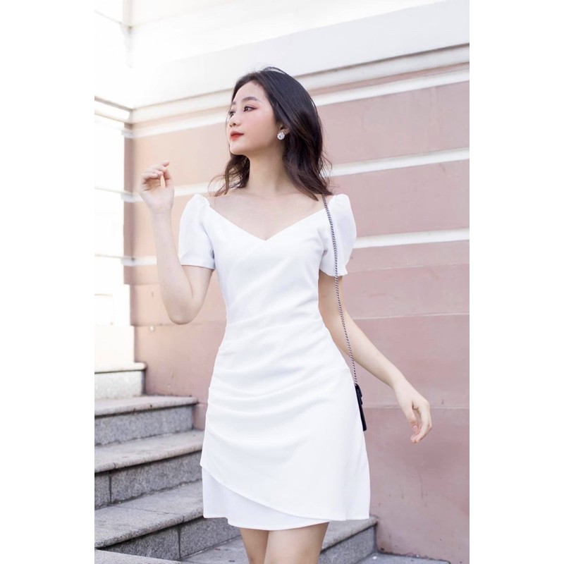 [HCM]Đầm cổ V nhúng eo 2 màu