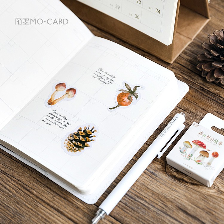 Bộ sticker/ Hình dán Hình Nấm & Lá Cây Khô (45 Hình)