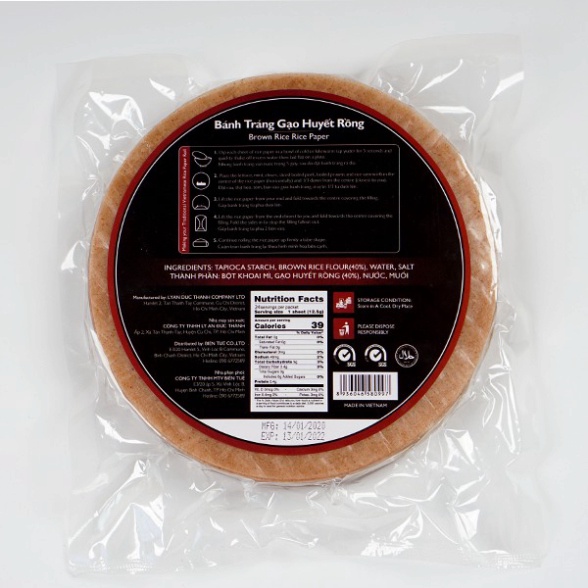 Bánh Tráng gạo lứt huyết rồng MeKong River 22cm