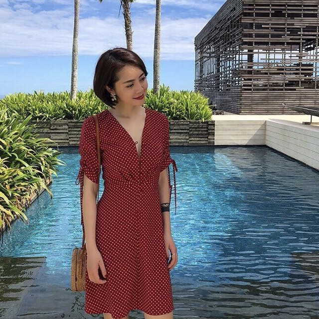 Đầm bi xoè 2 màu (kèm hình thật)