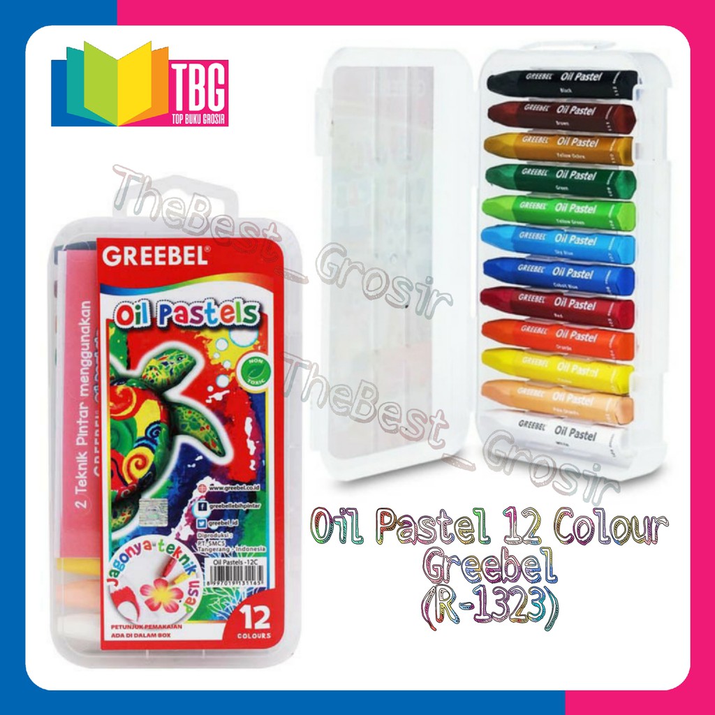 1 SET (12 WARNA) OIL PASTEL GREEBEL/ 12 COLOUR OIL PASTEL GREEBEL/ ALAT